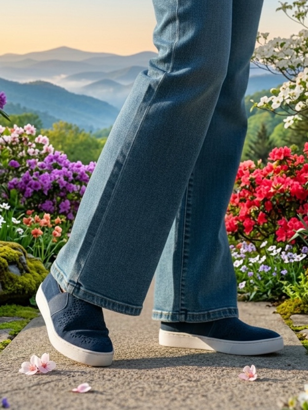 Vionic Kani Navy Perforated Suede Slip Ons 9